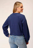 Roper Womens Long Sleeve Knit Navy Blue French Terry Top - Roper - Flyclothing LLC
