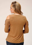 Roper Womens Long Sleeve Knit Tabacco Brown Poly Rayon Jersey Top - Roper - Flyclothing LLC