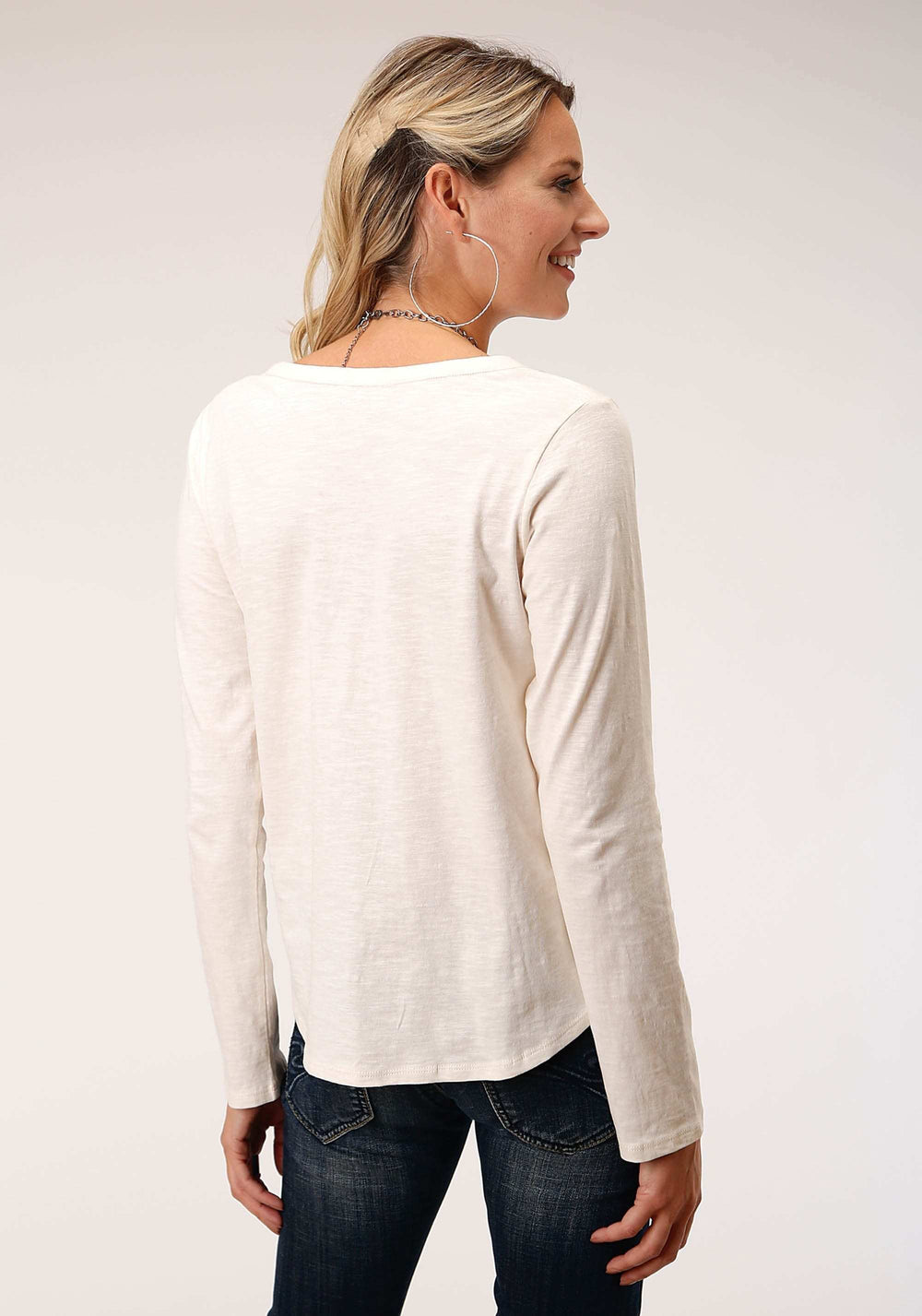 Roper Womens Long Sleeve Knit Cotton Slub Knit Shirt Top - Roper - Flyclothing LLC