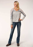 Roper Womens Long Sleeve Knit Slub Jersey Top - Roper - Flyclothing LLC
