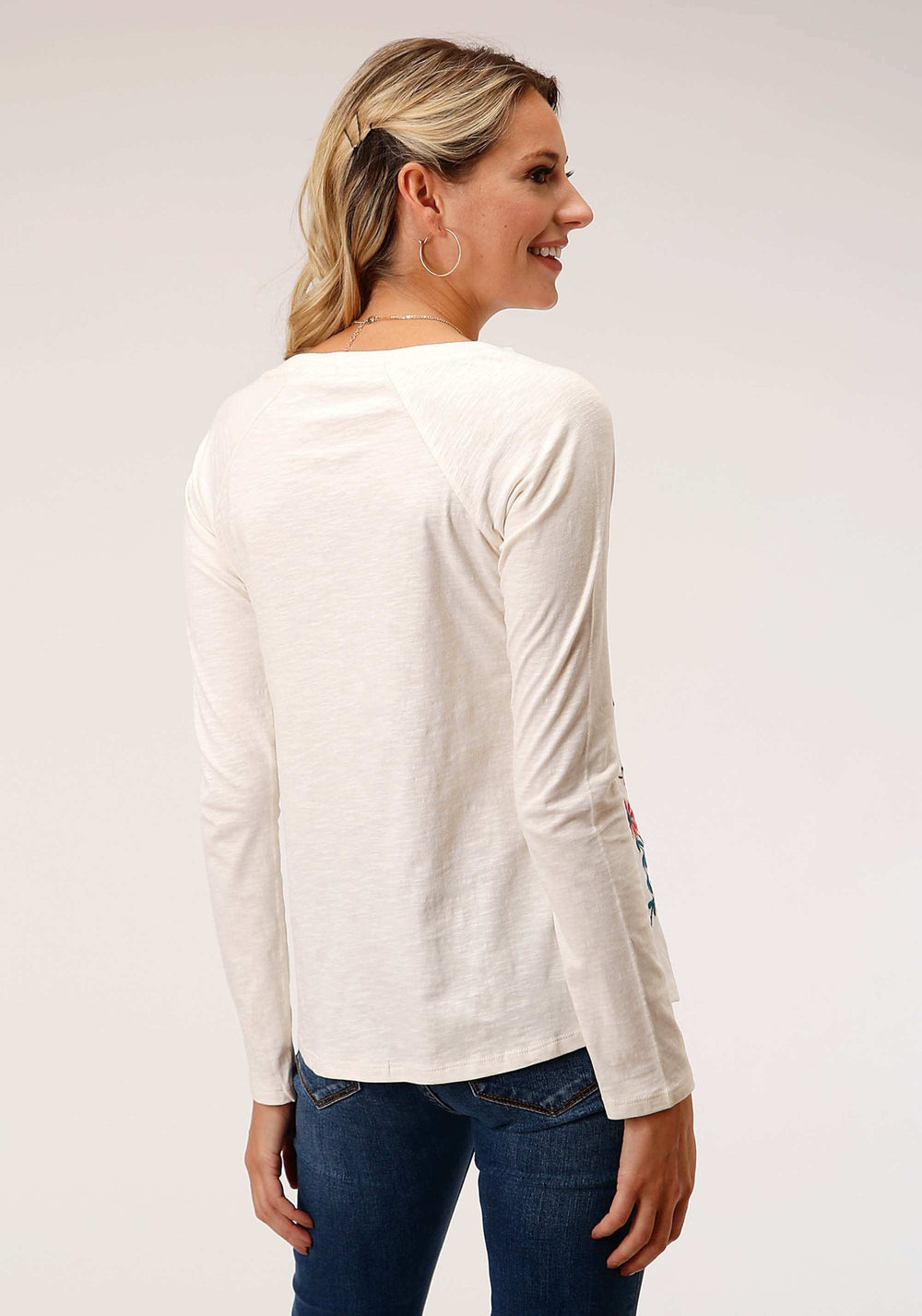 Roper Womens Long Sleeve Knit Cotton Slub Jersey Raglan Slv Top - Roper - Flyclothing LLC
