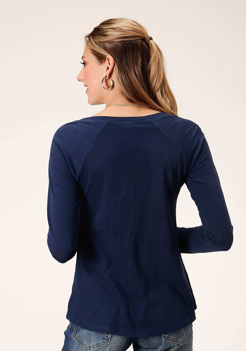 Roper Womens Long Sleeve Knit Cotton Slub Jersey Shirt Top - Roper - Flyclothing LLC