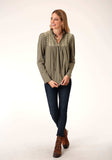 Roper Womens Long Sleeve Knit Slub Jersey Peasant Top - Roper - Flyclothing LLC