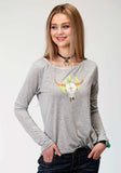 Roper Womens Grey With Screen Print Knit Top - Roper - Flyclothing LLC