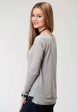 Roper Womens Grey With Screen Print Knit Top - Roper - Flyclothing LLC