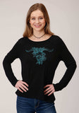 Roper Womens Long Sleeve Knit Poly Rayon Jersey Scoop Neck Top - Roper - Flyclothing LLC