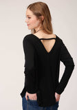 Roper Womens Long Sleeve Knit Poly Rayon Jersey Scoop Neck Top - Roper - Flyclothing LLC