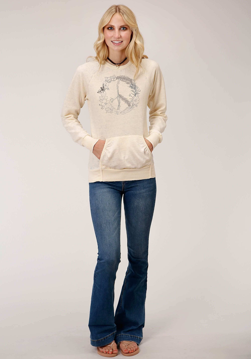 Roper Womens Long Sleeve Knit Floral Wreath Screen Print Sweatshirt - Roper - Flyclothing LLC