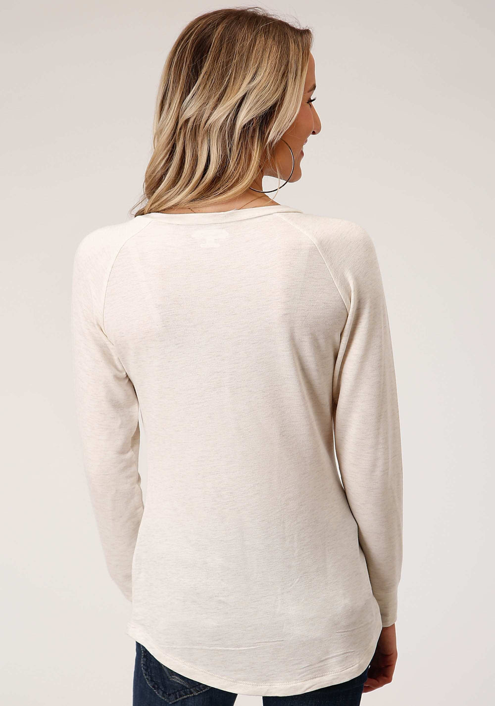 Roper Womens Long Sleeve Knit Oatmeal Heathred Long Sleeve Knit Top - Roper - Flyclothing LLC