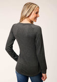 Roper Womens Long Sleeve Knit Charcoal Heahtered Knit Top - Roper - Flyclothing LLC
