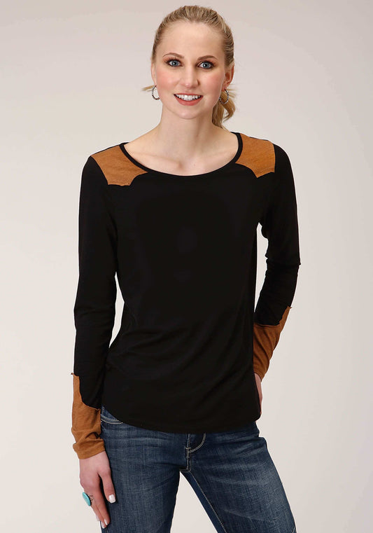 Roper Womens Long Sleeve Knit Poly Rayon Long Sleeve Scoop Neck Top - Roper - Flyclothing LLC
