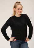 Roper Womens Long Sleeve Knit Black French Terry Top - Roper - Flyclothing LLC