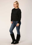 Roper Womens Long Sleeve Knit Black French Terry Top - Roper - Flyclothing LLC