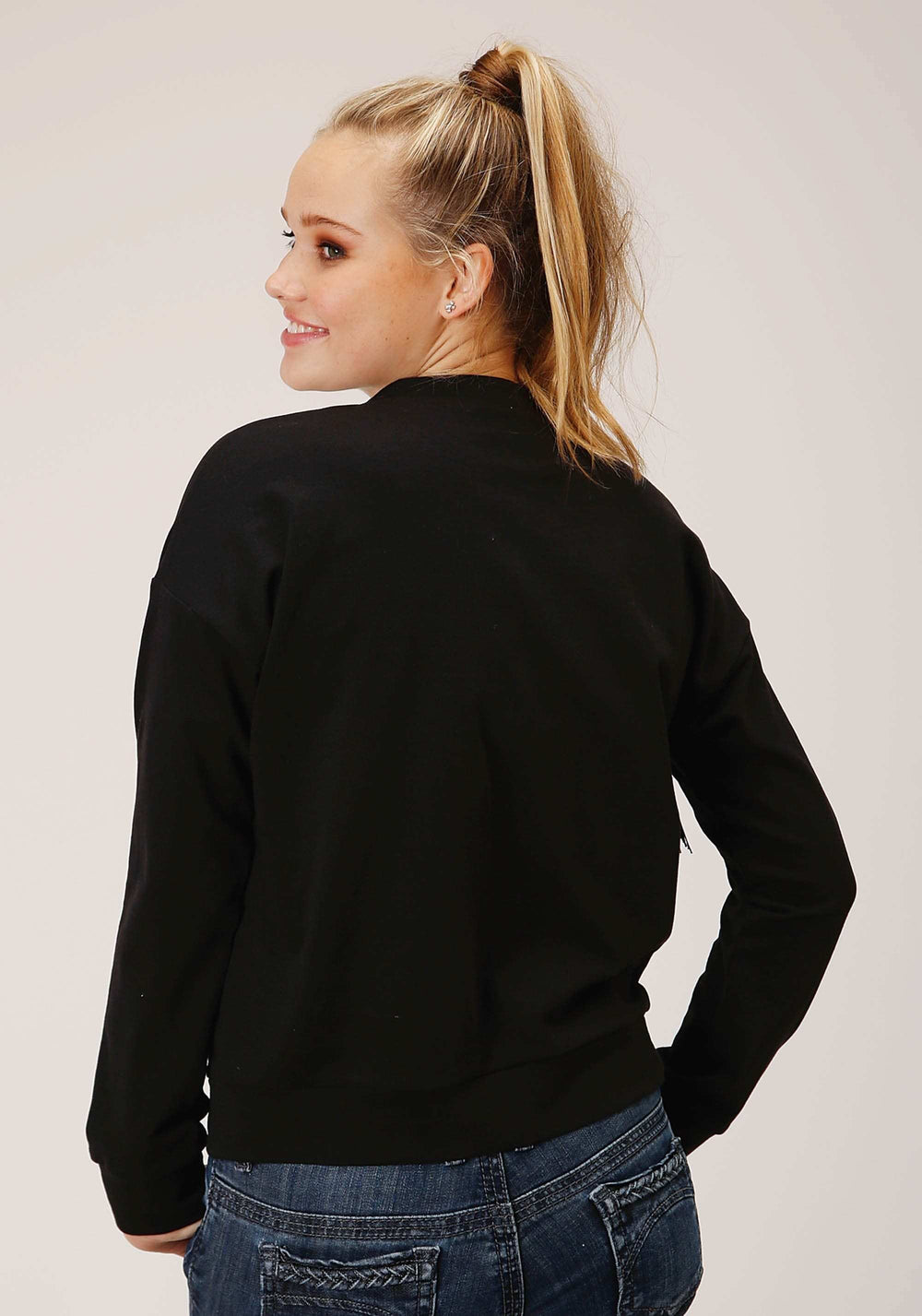 Roper Womens Long Sleeve Knit Black French Terry Top - Roper - Flyclothing LLC