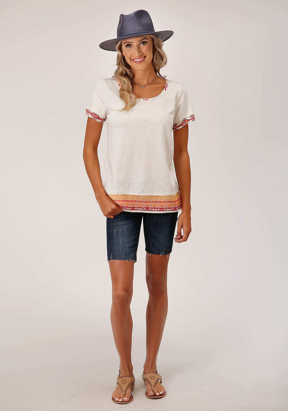 Roper Womens Short Sleeve Knit Slub Cotton Jersey Tee Top - Roper - Flyclothing LLC