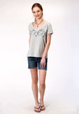 Roper Womens Short Sleeve Knit Poly Rayon Jersey Tee Top - Roper - Flyclothing LLC