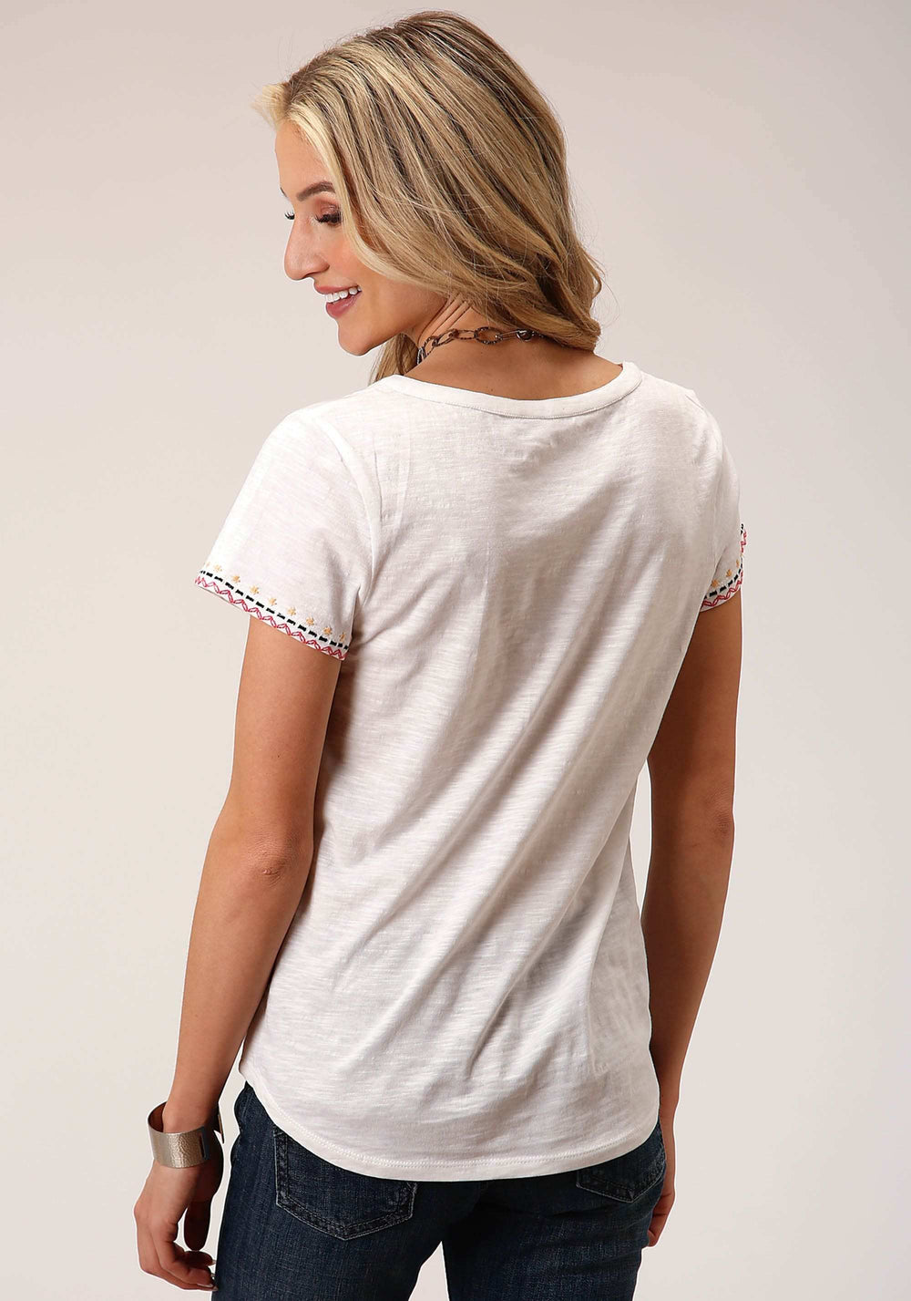 Roper Womens Short Sleeve Knit Cotton Slub Jersey Tee Top - Roper - Flyclothing LLC