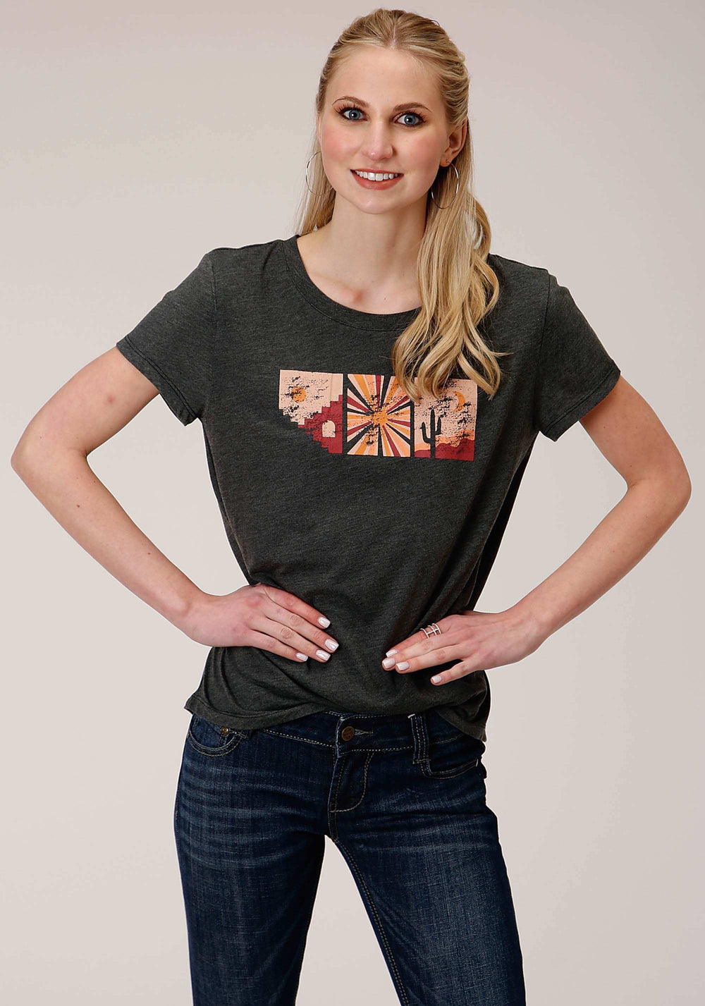 Roper Womens Short Sleeve Knit Poly Rayon Jersey Short Sleeve Boxy Fit Tee Top - Roper - Flyclothing LLC