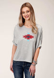 Roper Womens Short Sleeve Knit Heather Grey Sweater Knit Top Top - Roper - Flyclothing LLC