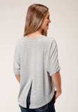 Roper Womens Short Sleeve Knit Heather Grey Sweater Knit Top Top - Roper - Flyclothing LLC