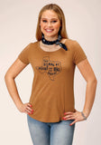 Roper Womens Short Sleeve Knit Tabacco Brown Poly Rayon Jersey Top Top - Roper - Flyclothing LLC