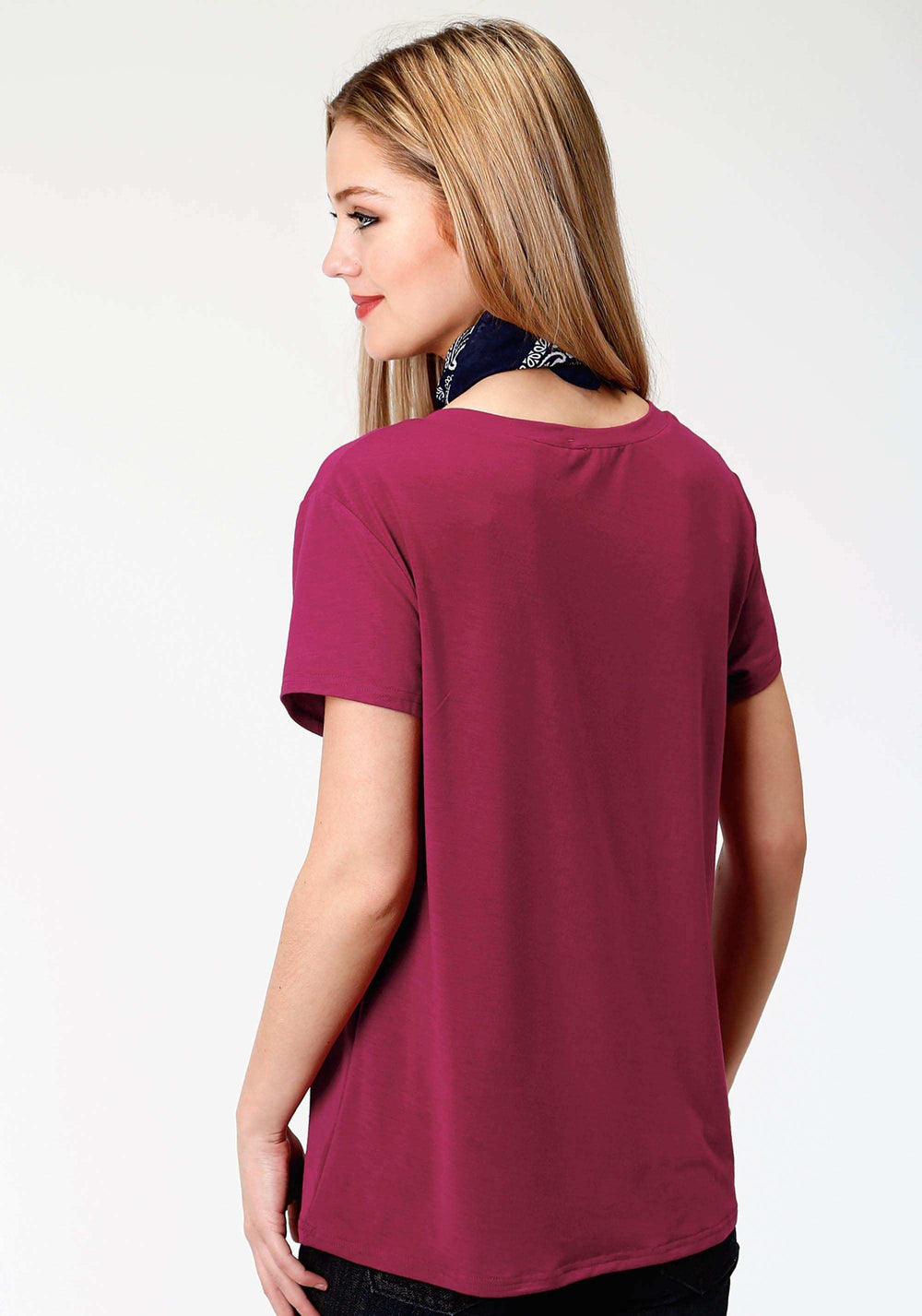 Roper Womens Red With Bucking Horse Screen Print Short Sleeve Knit Top - Roper - Flyclothing LLC