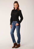 Roper Womens Long Sleeve Snap Solid Poplin Black Western Shirt - Roper - Flyclothing LLC