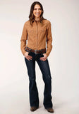 Roper Womens Long Sleeve Snap Solid Poplin Caramel Western Shirt - Roper - Flyclothing LLC