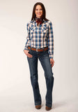 Roper Womens Long Sleeve Snap Denim Plaid Western Shirt - Roper - Flyclothing LLC