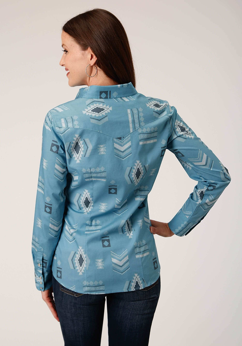 Roper Womens Long Sleeve Snap Aztec Mash Up Western Shirt - Roper - Flyclothing LLC