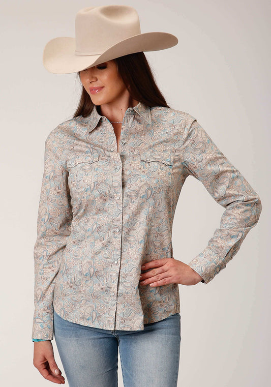 Roper Womens Long Sleeve Snap Dot Paisley Print Western Shirt - Roper - Flyclothing LLC