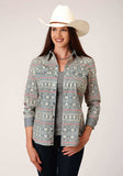 Roper Womens Long Sleeve Snap Tribal Texture Print Western Shirt - Roper - Flyclothing LLC
