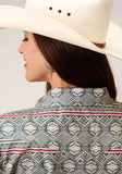 Roper Womens Long Sleeve Snap Tribal Texture Print Western Shirt - Roper - Flyclothing LLC