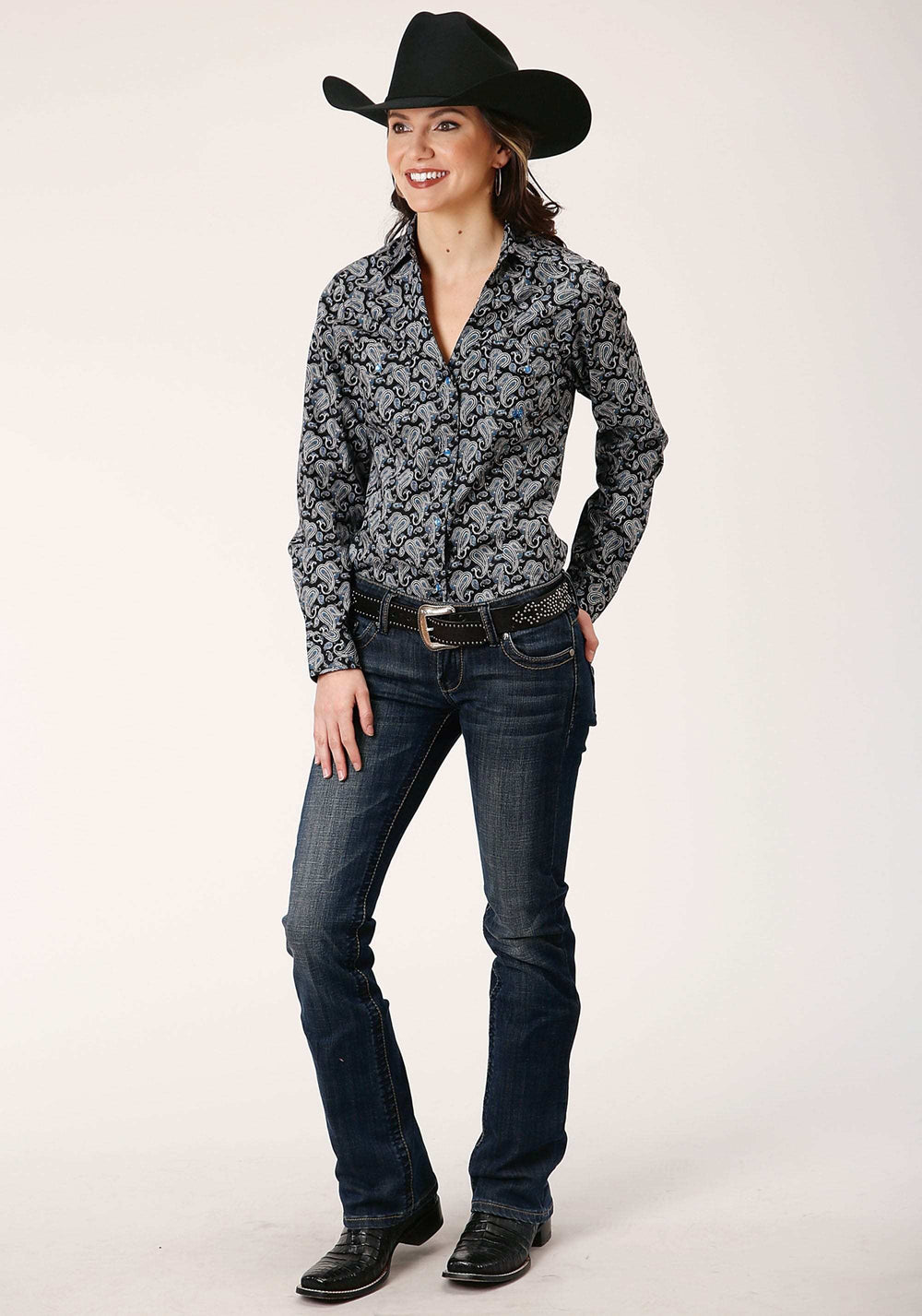 Roper Womens Long Sleeve Snap Starry Night Paisley Western Shirt - Roper - Flyclothing LLC