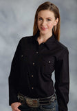 Roper Womens Black Solid Long Sleeve Western Snap Shirt - Roper - Flyclothing LLC