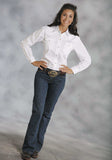 Roper Womens White Solid Long Sleeve Western Snap Shirt - Roper - Flyclothing LLC