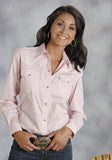 Roper Womens Pink Solid Long Sleeve Western Snap Shirt - Roper - Flyclothing LLC