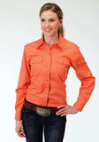 Roper Womens Orange Long Sleeve Western Snap Shirt Solid - Roper - Flyclothing LLC