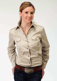 Roper Womens Tan Long Sleeve Western Snap Shirt - Roper - Flyclothing LLC