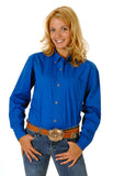 Roper Womens Royal Blue Solid Long Sleeve Western Button Shirt - Roper - Flyclothing LLC