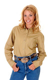 Roper Womens Solid Brown Poplin Long Sleeve Button Western Shirt - Roper - Flyclothing LLC