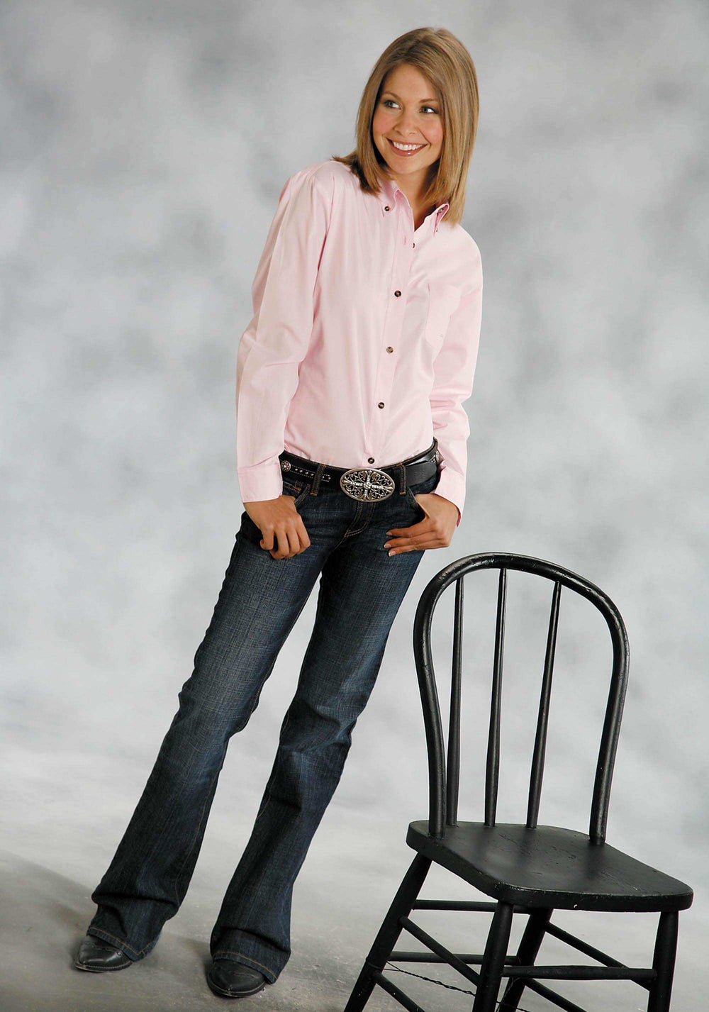 Roper Womens Pink Solid Long Sleeve Western Button Shirt - Roper - Flyclothing LLC