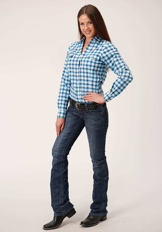 Roper Womens Long Sleeve Button New Stretch Check Western Shirt - Roper - Flyclothing LLC