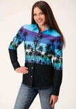 Roper Womens Long Sleeve Snap Beach Roundup Border Western Shirt - Roper - Flyclothing LLC