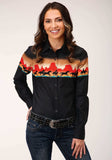 Roper Womens Long Sleeve Snap Red Mesa Border Scenic Western Shirt - Roper - Flyclothing LLC