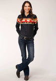 Roper Womens Long Sleeve Snap Red Mesa Border Scenic Western Shirt - Roper - Flyclothing LLC