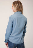 Roper Womens Long Sleeve Button Light Blue Cotton Denim Western Shirt - Roper - Flyclothing LLC
