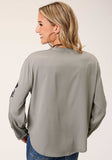 Roper Womens Long Sleeve Poly Crepe Vneck Placket Blouse - Roper - Flyclothing LLC