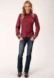 Roper Womens Long Sleeve Wine Poly Satin Btn Frt Blouse - Roper - Flyclothing LLC