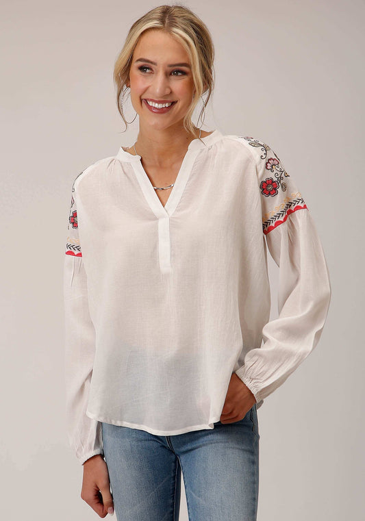 Roper Womens Long Sleeve Cotton Viscose Peasant Blouse - Roper - Flyclothing LLC